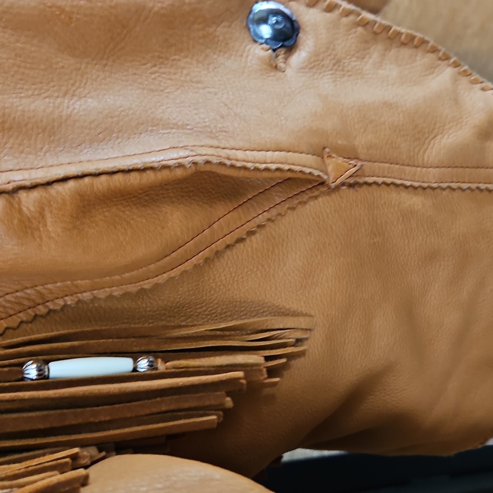 Patricia Wolf Tan Leather Fringe Jacket - Picture 4 of 12